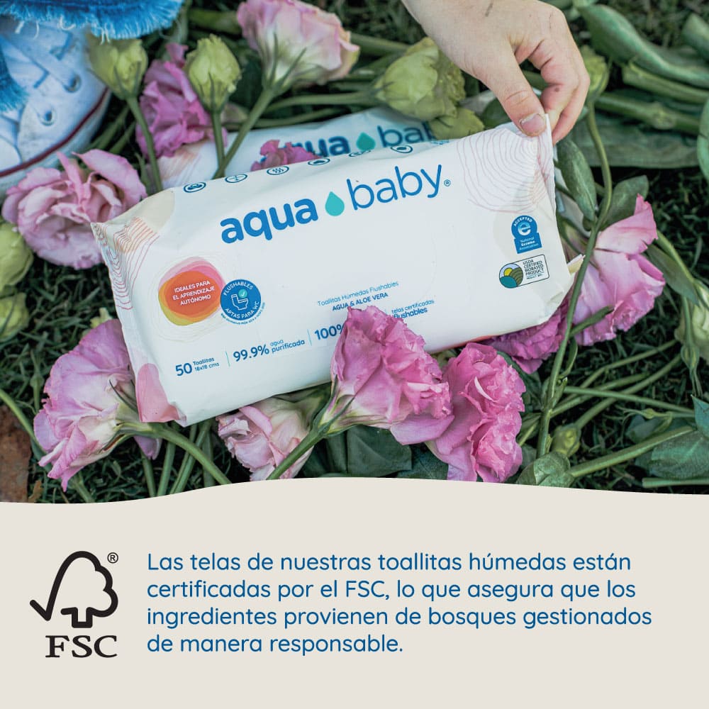 Aqua Baby Flushables 36 Bolsas de 50 Toallitas Húmedas