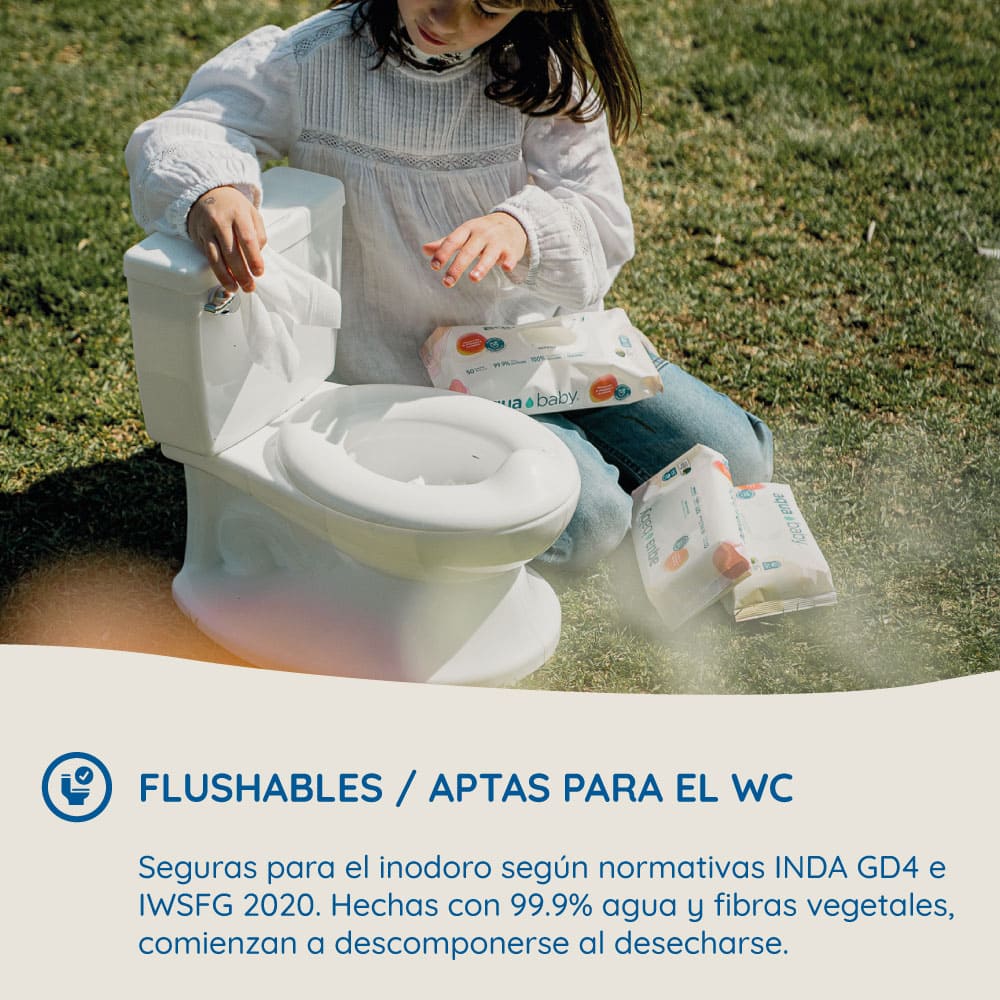 Aqua Baby Flushables 36 Bolsas de 50 Toallitas Húmedas