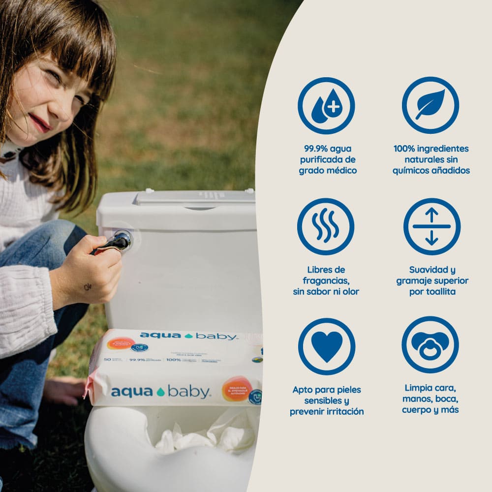 Aqua Baby Flushables 36 Bolsas de 50 Toallitas Húmedas