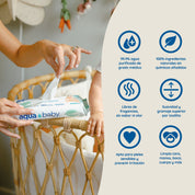 Aqua Baby Biodegradables 6 Bolsas de 60 Toallitas Húmedas