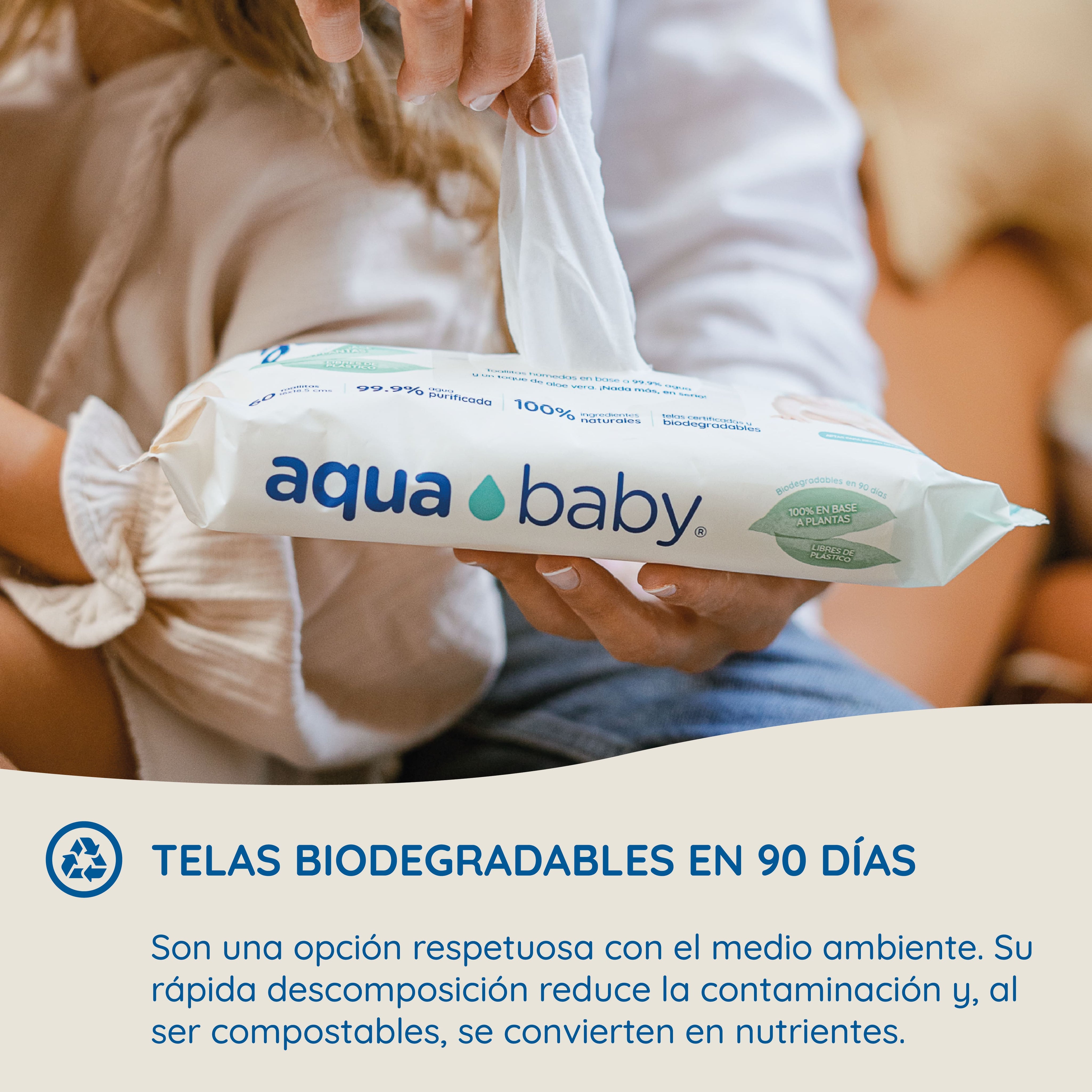 Aqua Baby Biodegradables 6 Bolsas de 60 Toallitas Húmedas