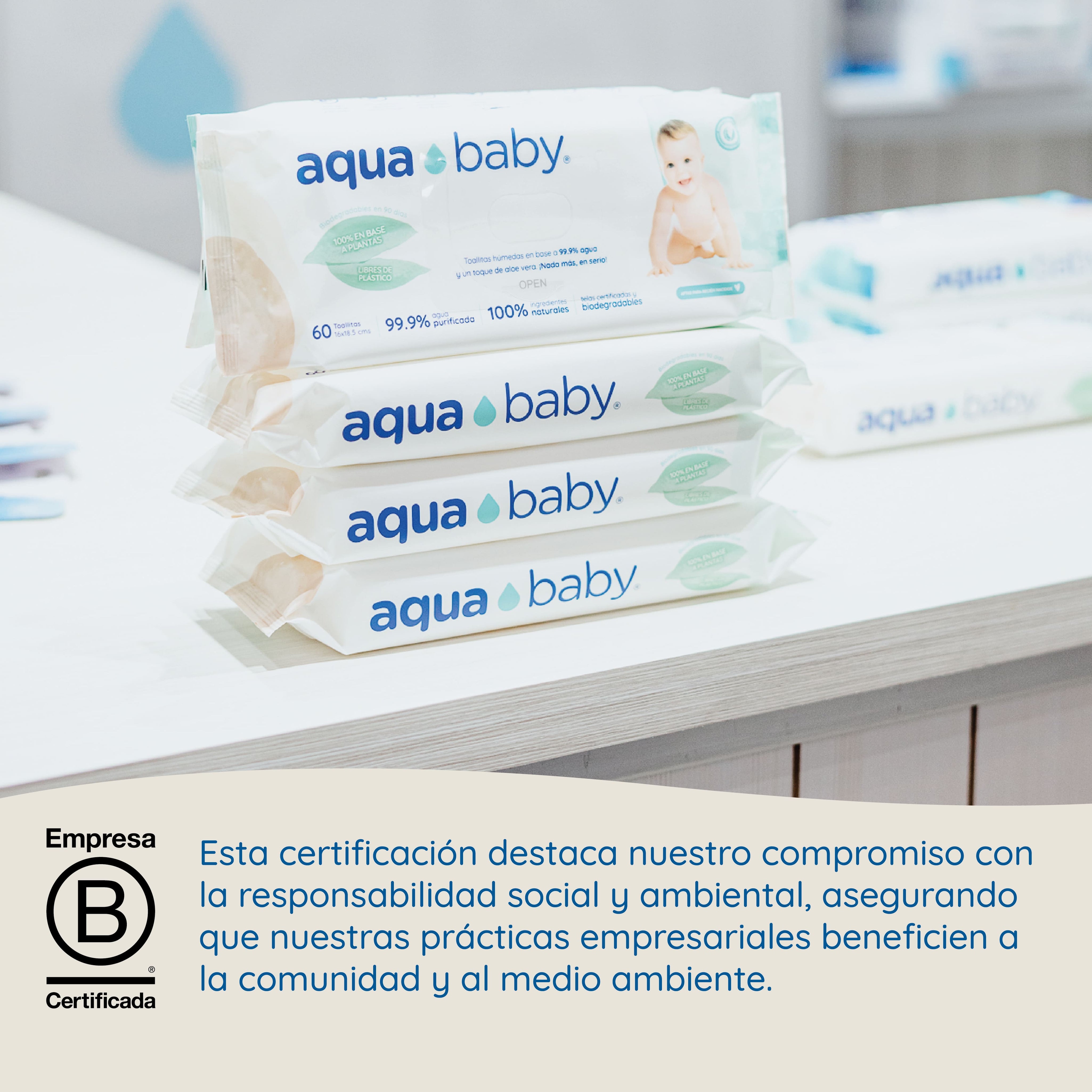 Aqua Baby Biodegradables 6 Bolsas de 60 Toallitas Húmedas