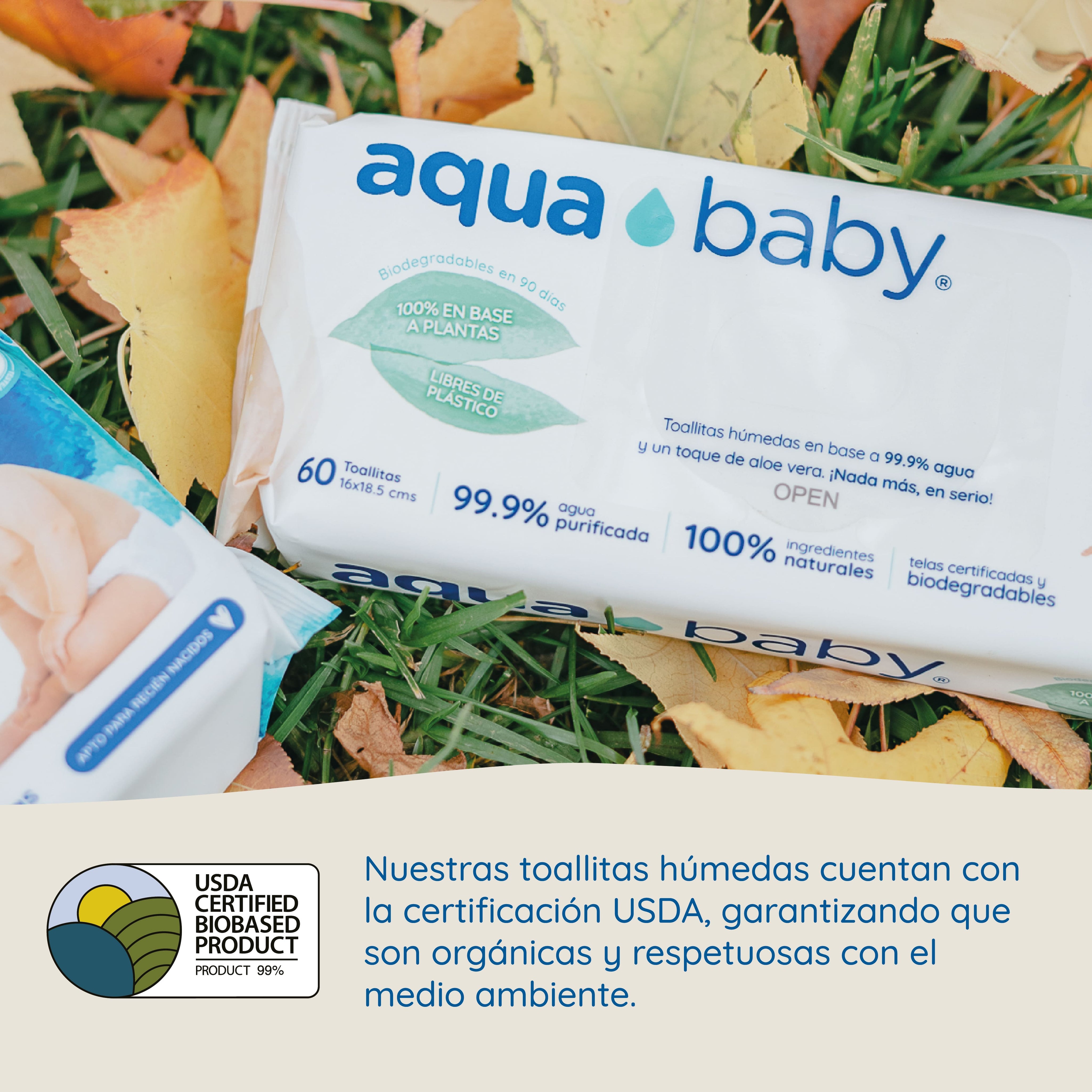 Aqua Baby Biodegradables 6 Bolsas de 60 Toallitas Húmedas