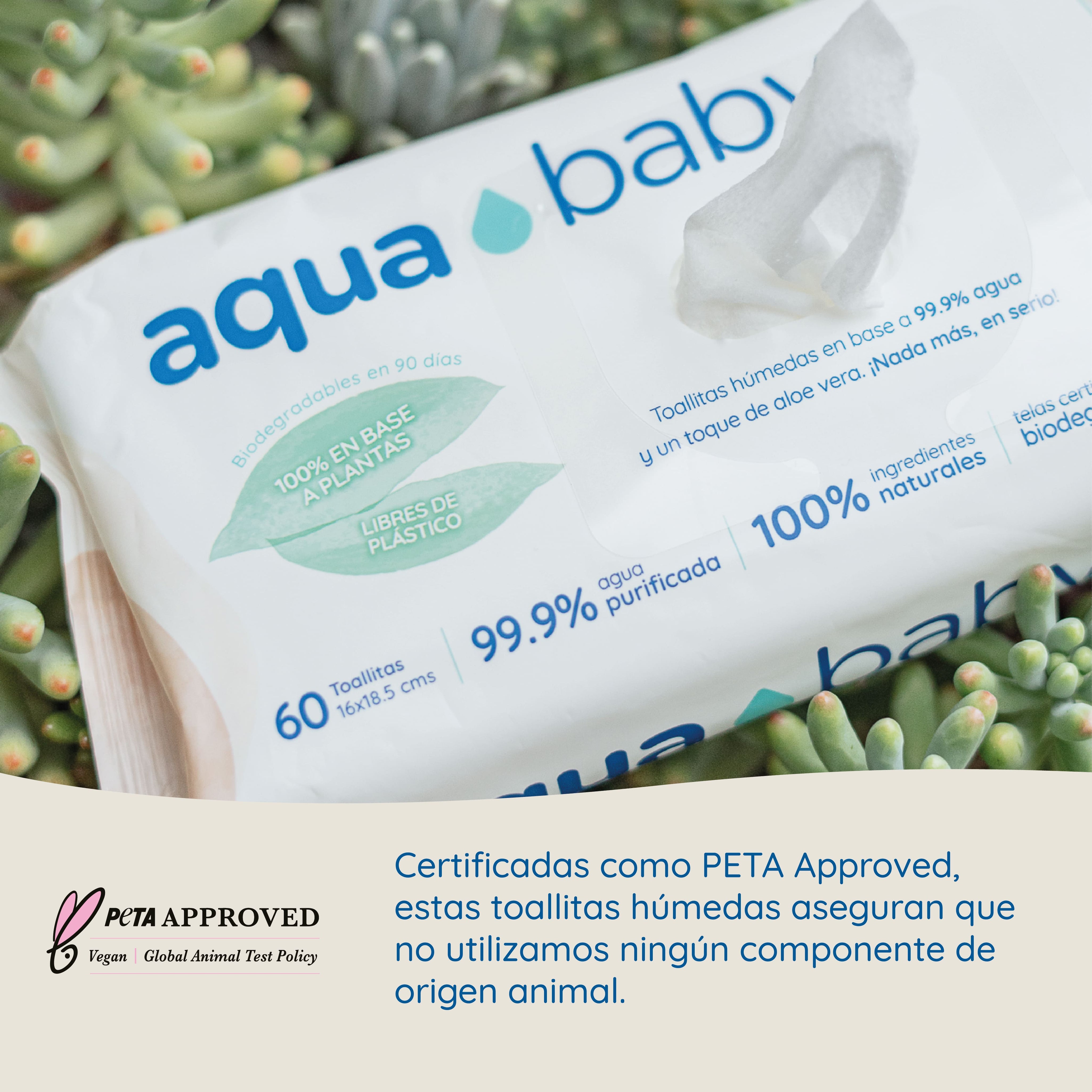 Aqua Baby Biodegradables 6 Bolsas de 60 Toallitas Húmedas